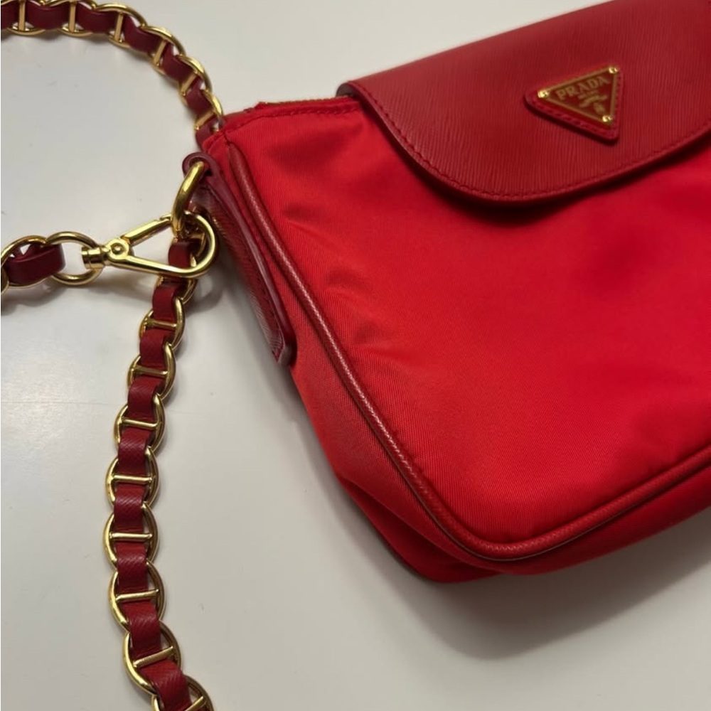 Prada Chain Crossbody Bag Tessuto and Saffiano Leather Small - Picture 4 of 10